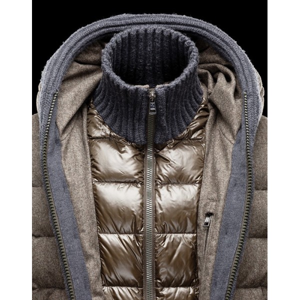 Moncler Slim Khaki Cap cerniera e Slash corta da uomo Cappotti uscita